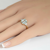 <span style="color:purple">SPECIAL!</span> 2.09ct G SI 14K Yellow Gold Diamond & Aquamarine Gemstone Ring Size 6.5