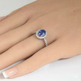 1.66ct G SI 14K White Gold Diamond & Blue Sapphire Gemstone Ring Size 6.5