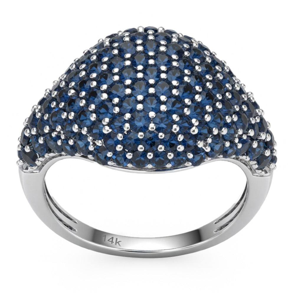 2.93ct G SI 14kt White Gold Blue Sapphire Pave Set Gemstone Ring Size 6.5