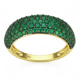 1.18ct G SI 14kt Yellow Gold Emerald Pave Set Gemstone Ring Size 6.5