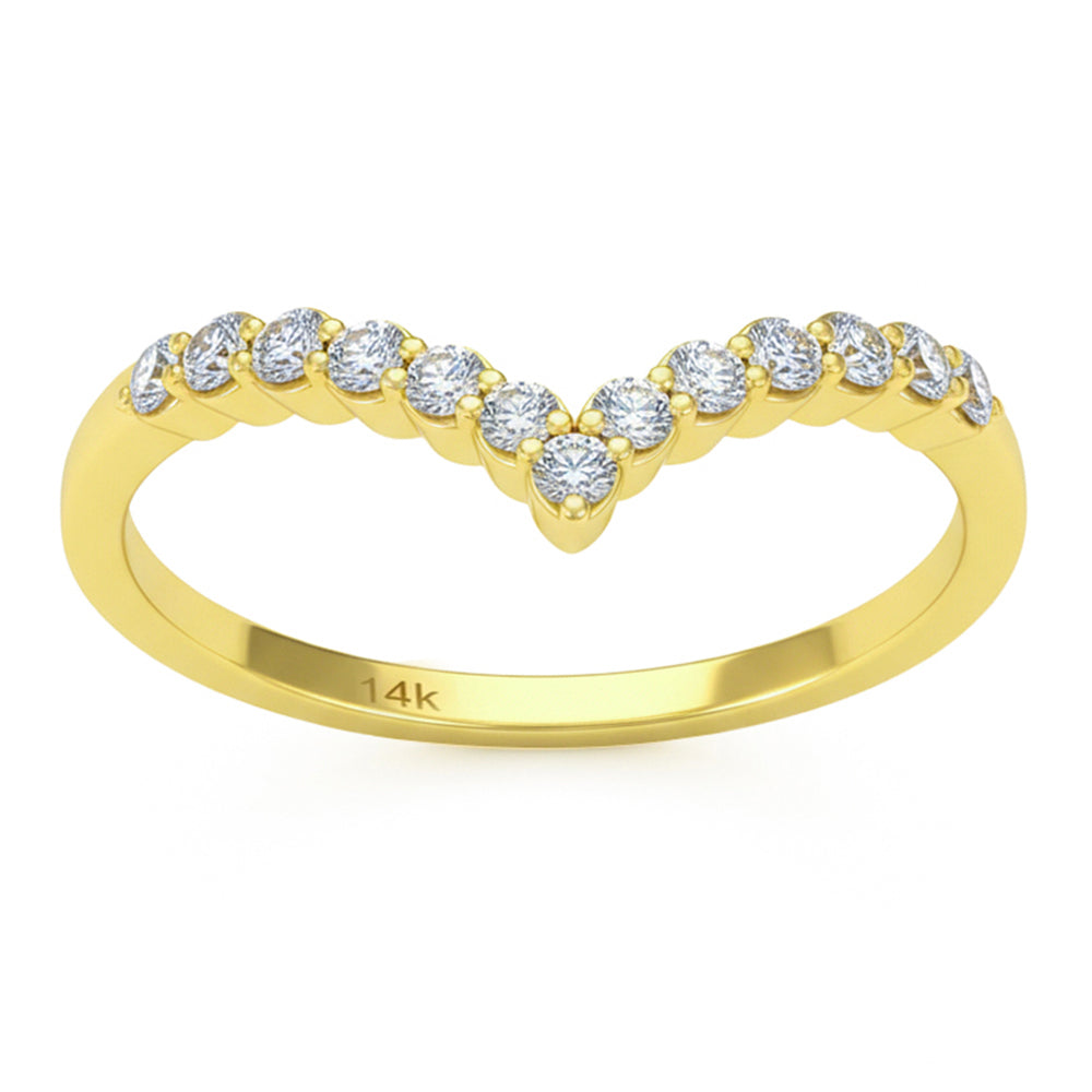 .25ct G SI 14kt Yellow Gold Diamond Chevron Band Ring Size 6.5