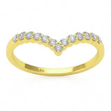 .25ct G SI 14kt Yellow Gold Diamond Chevron Band Ring Size 6.5