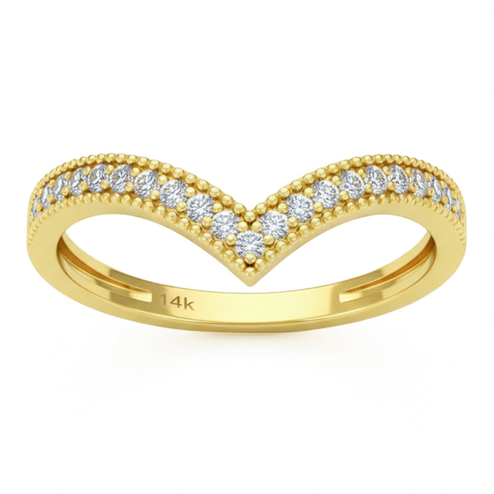 <span style="color:purple">SPECIAL!</span> .15ct G SI 14kt Yellow Gold Diamond Chevron Band Ring Size 6.5