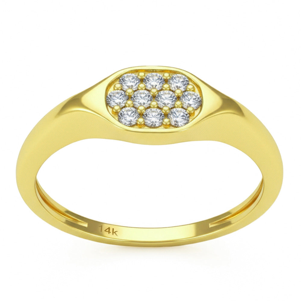 <span style="color:purple">SPECIAL!</span> .18ct G SI 14kt Yellow Gold Diamond Signet Band Ring Size 6.5