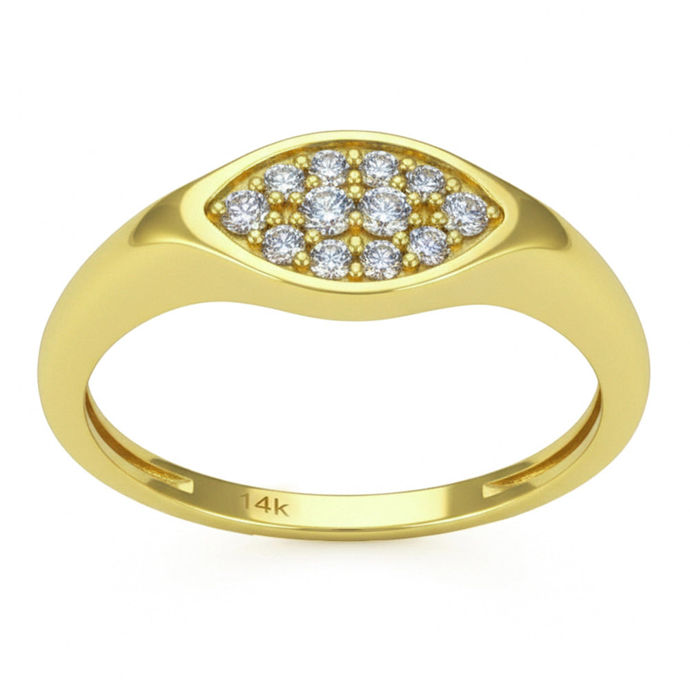 .18ct G SI 14kt Yellow Gold Diamond Marquise Shape Signet Band Ring Size 6.5