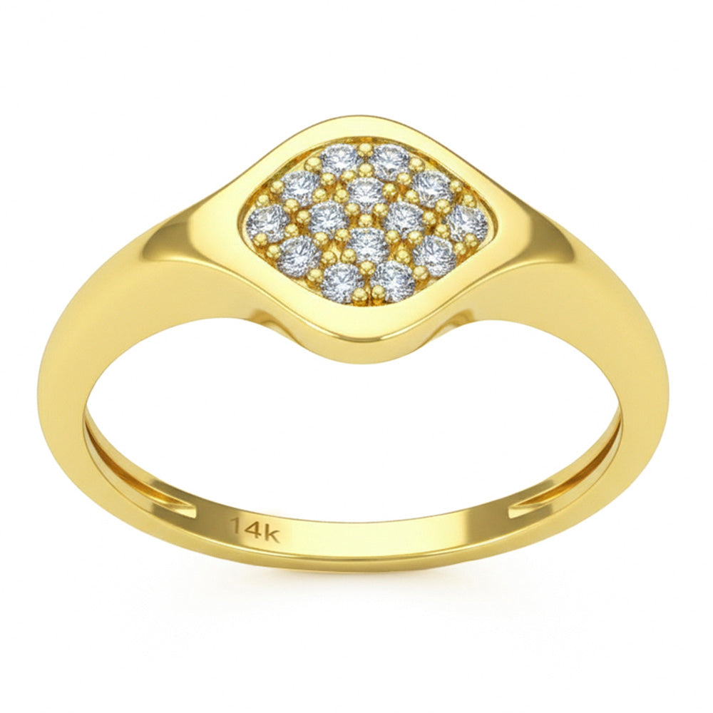 ..13ct G SI 14kt Yellow Gold Diamond Modern Signet Band Pinky Ring Size 6.5