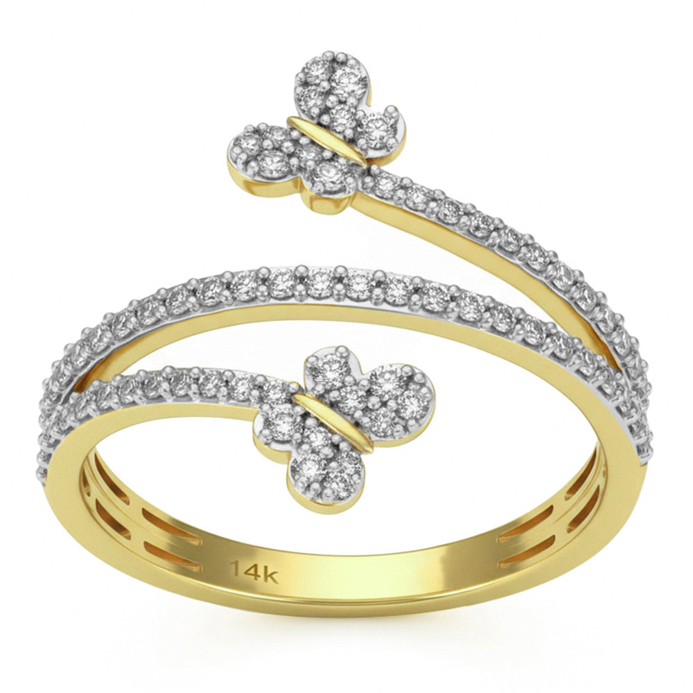 .31ct G SI 14kt Yellow Gold Diamond Butterfly Ring Size 6.5