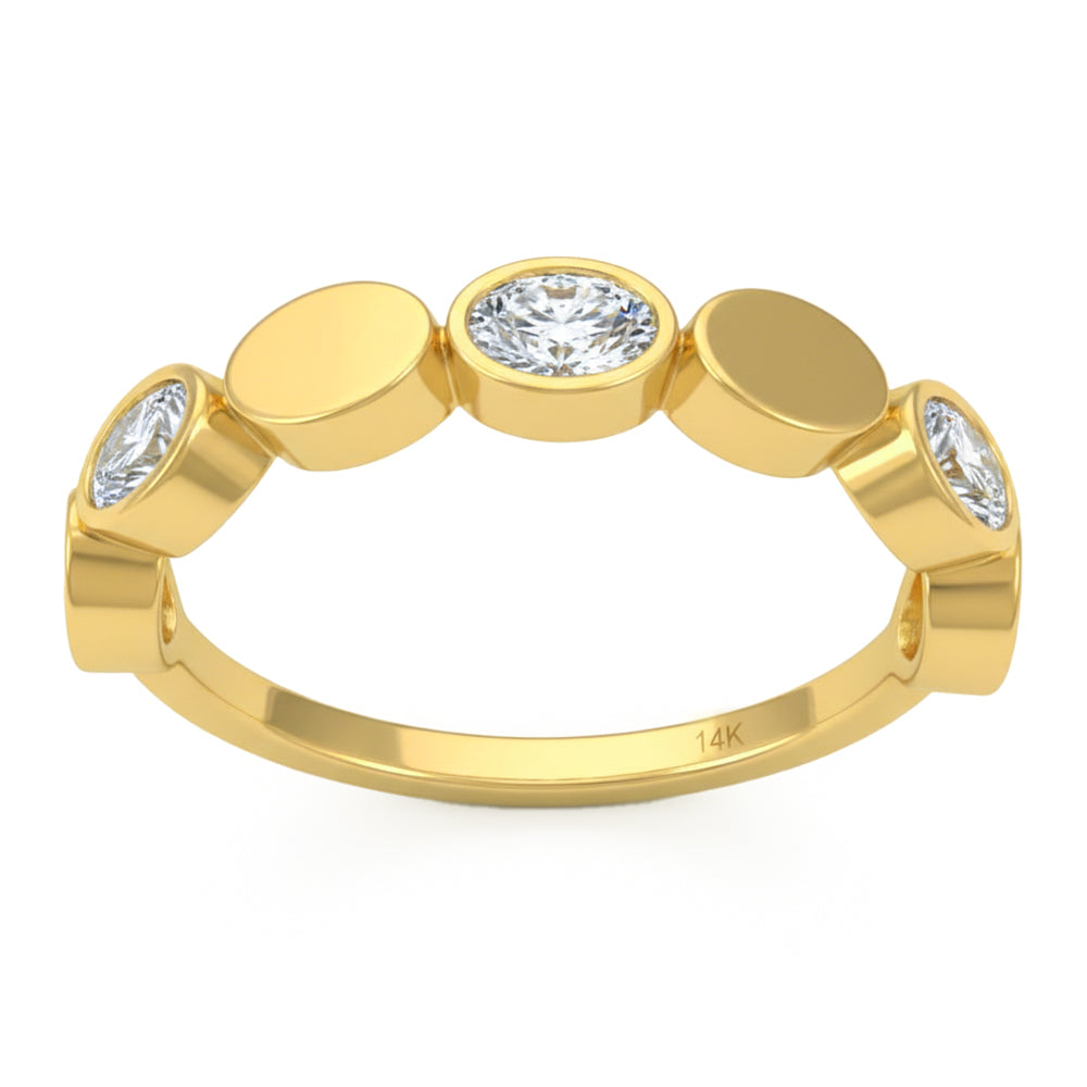 .46ct G SI 14kt Yellow Gold Diamond Bezel Set Band Ring Size 6.5