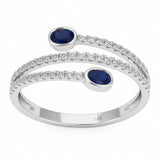 .49ct G SI 14kt White Gold Diamond & Blue Sapphire Gemstone Wrap Ring Size 6.5