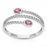 .53ct G SI 14kt White Gold Diamond & Pink Sapphire Gemstone Wrap Ring Size 6.5