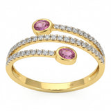 .53ct G SI 14kt Yellow Gold Diamond & Pink Sapphire Gemstone Wrap Ring Size 6.5