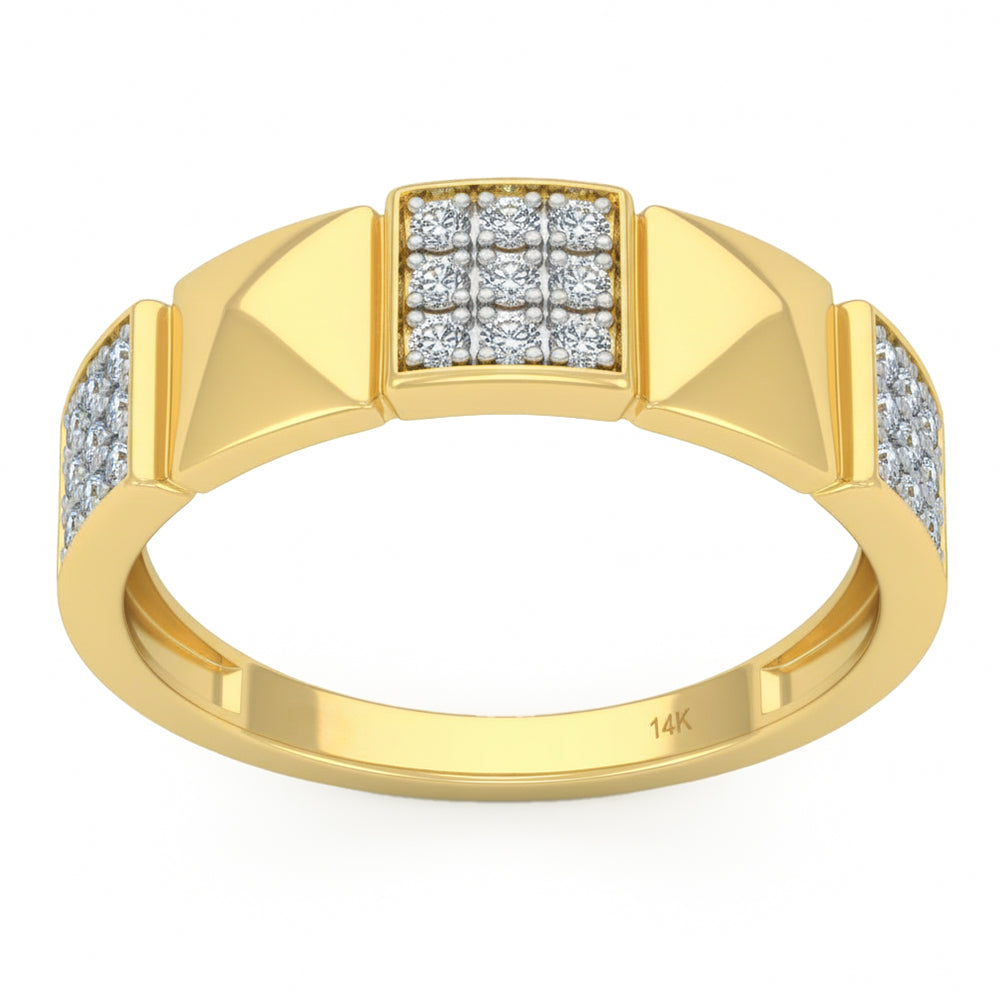 .24ct G SI 14kt Yellow Gold Spike Modern Diamond Band Ring Size 6.5