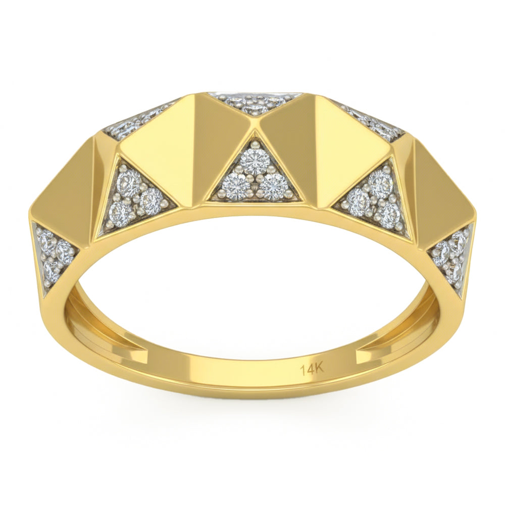 .24ct G SI 14kt Yellow Gold Diamond Spike Modern Band Ring Size 6.5