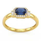 .68ct G SI 14kt Yellow Gold Diamond & Blue Sapphire Gemstone Ring Size 6.5