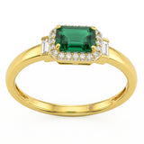 .68ct G SI 14kt Yellow Gold Diamond & Emerald Gemstone Ring Size 6.5