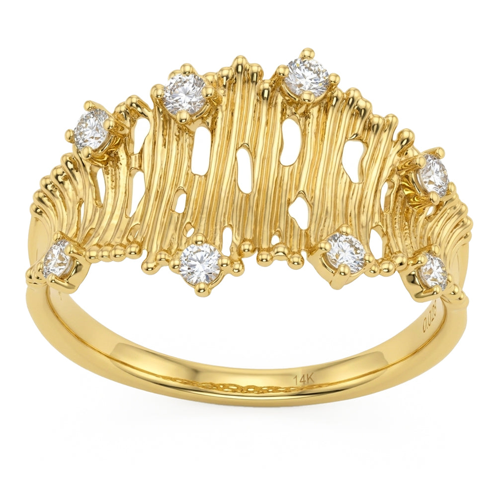 .25ct G SI 14kt Yellow Gold Unique Art Deco Diamond Ring Size 6.5