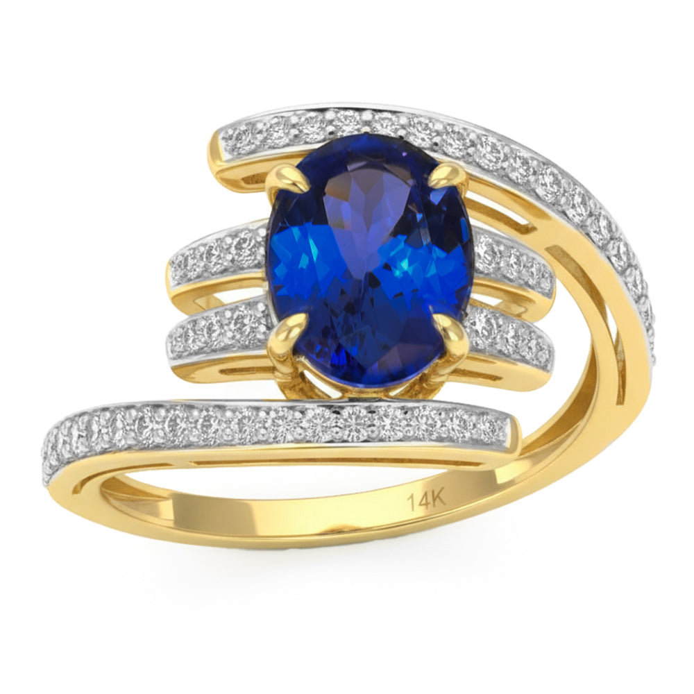 1.93ct G SI 14kt Yellow Gold Diamond & Tanzanite Gemstone Ring Size 6.5