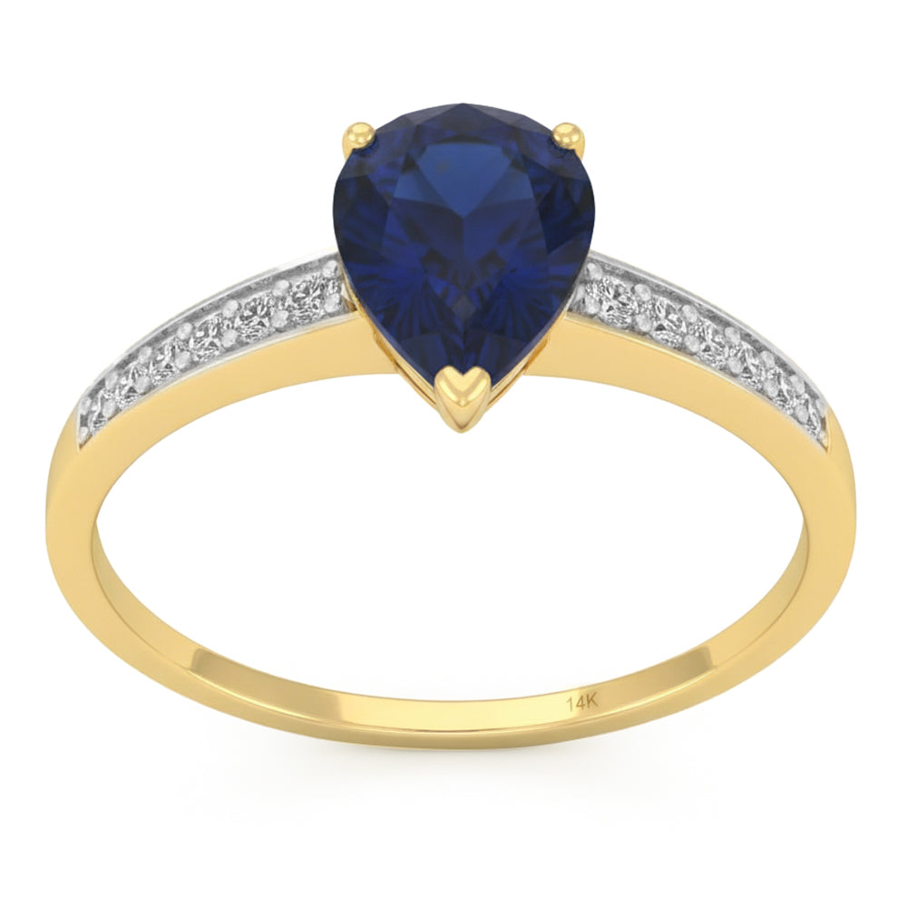 1.59ct G SI 14kt Yellow Gold Diamond & Blue Sapphire Gemstone Ring Size 6.5