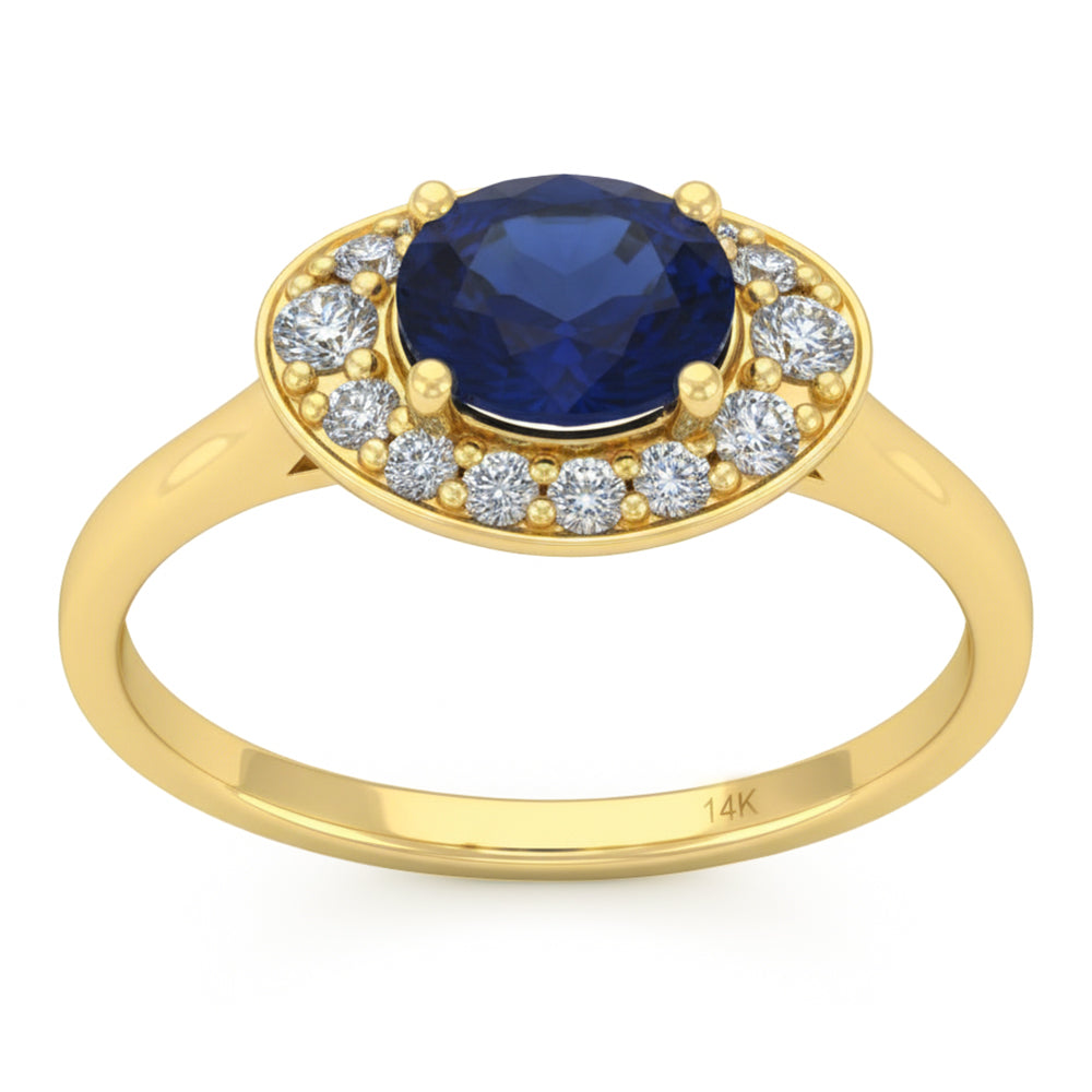 1.72ct G SI 14kt Yellow Gold Diamond & Blue Sapphire Gemstone Ring Size 6.5
