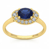 1.72ct G SI 14kt Yellow Gold Diamond & Blue Sapphire Gemstone Ring Size 6.5