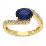 2.37ct G SI 14kt Yellow Gold Diamond & Blue Sapphire Gemstone Ring Size 6.5