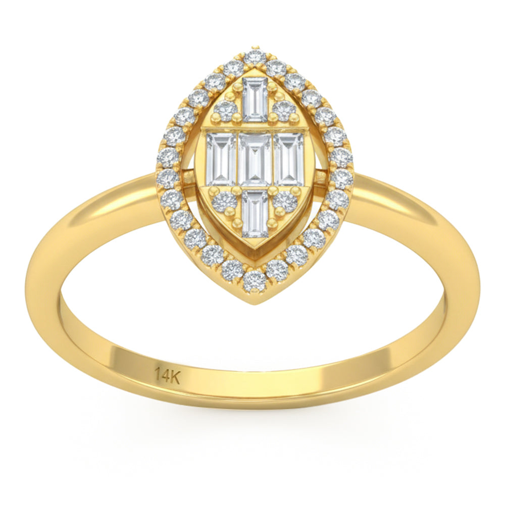 .29ct G SI 14kt Yellow Gold Marquise Shape Diamond Engagement Ring Size 6.5