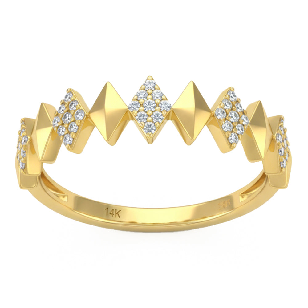 .20ct G SI 14kt Yellow Gold Diamond Geometric Diamond Shape Ring Band Size 6.5