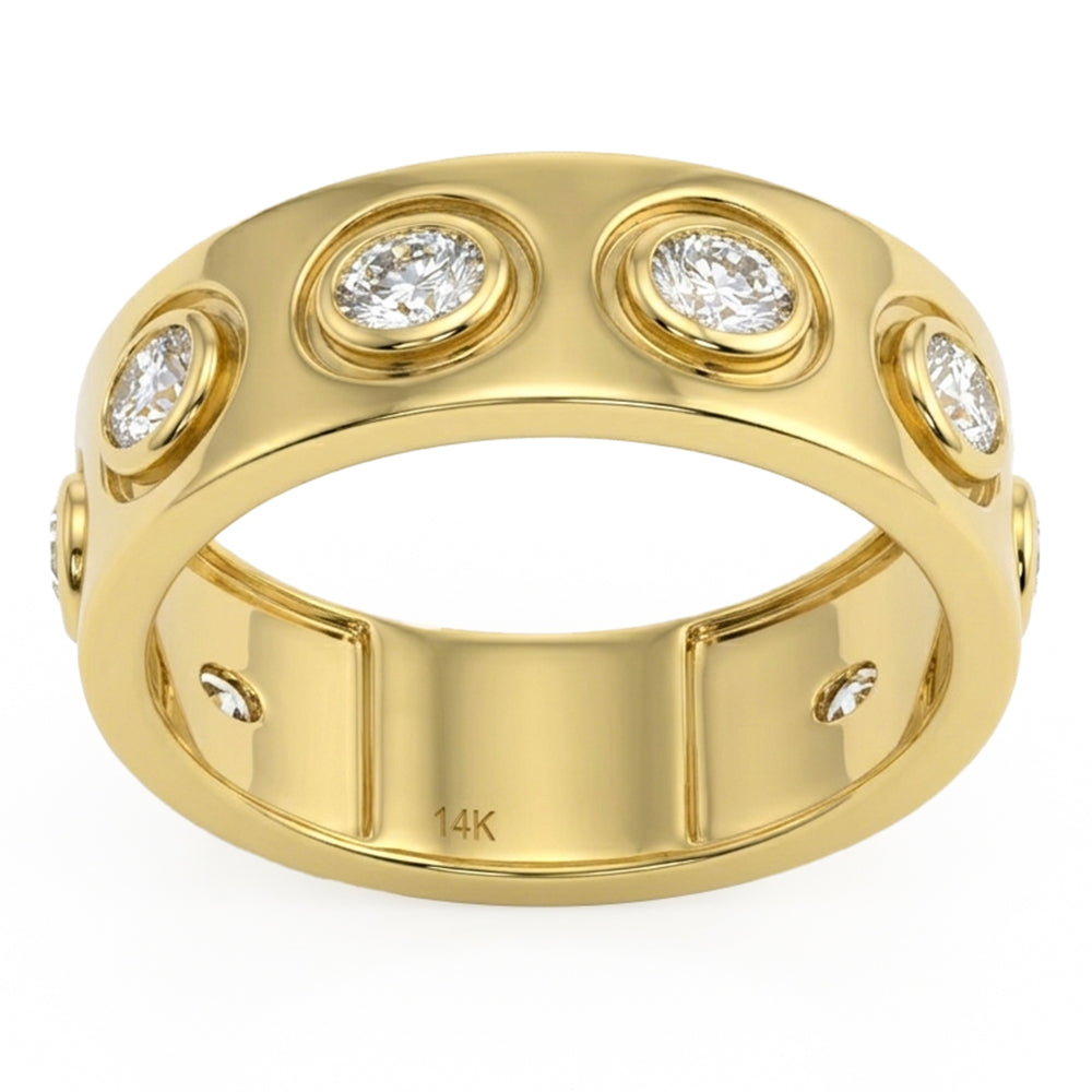 .62ct G SI 14kt Yellow Gold Oval Diamond Wide Bezel Set Ring Band Size 6.5