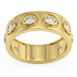 .62ct G SI 14kt Yellow Gold Oval Diamond Wide Bezel Set Ring Band Size 6.5