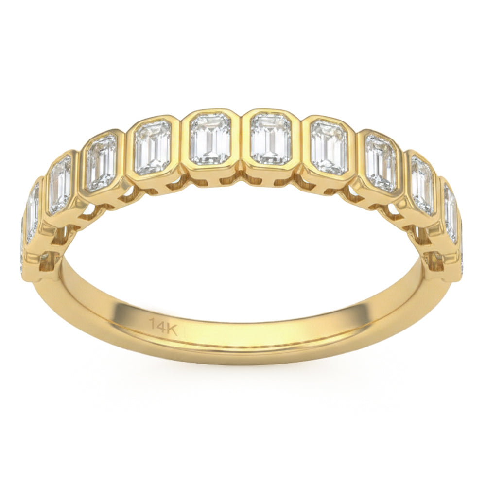 <span style="color:purple">SPECIAL!</span> .77ct G SI 14kt Yellow Gold Diamond Bezel Set Band Ring Size 6.5