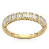 .84ct G SI 14kt Yellow Gold Emerald Cut Diamond Bezel Set Band Ring Size 6.5