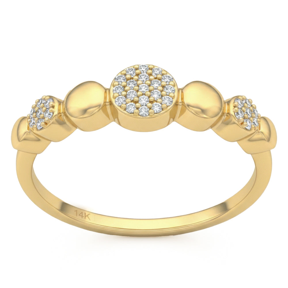 .10ct G SI 14kt Yellow Gold Round Beaded Diamond Band Ring Size 6.5