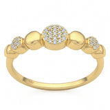 .10ct G SI 14kt Yellow Gold Round Beaded Diamond Band Ring Size 6.5