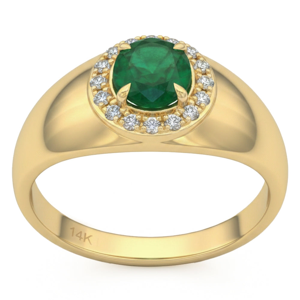 .83ct G SI 14kt Yellow Gold Diamond & Emerald Gemstone Ring Size 6.5