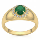 .83ct G SI 14kt Yellow Gold Diamond & Emerald Gemstone Ring Size 6.5