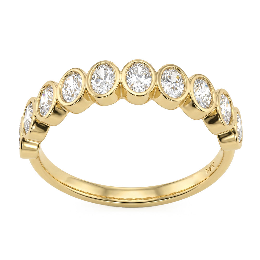 .71ct G SI 14kt Yellow Gold Oval Cut Diamond Bezel Set Ring Size 6.5