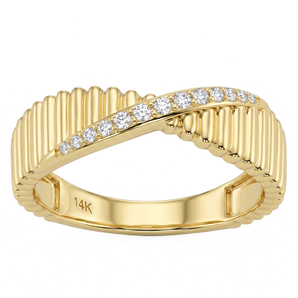 .10ct G SI 14kt Yellow Gold Diamond Modern Band Ring Size 6.5