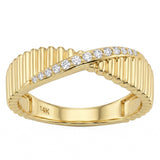 .10ct G SI 14kt Yellow Gold Diamond Modern Band Ring Size 6.5