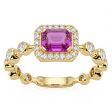 .66ct G SI 14kt Yellow Gold Diamond & Pink Sapphire Gemstone Ring Size 6.5