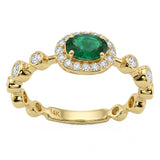 .55ct G SI 14kt Yellow Gold Diamond & Emerald Gemstone Ring Size 6.5
