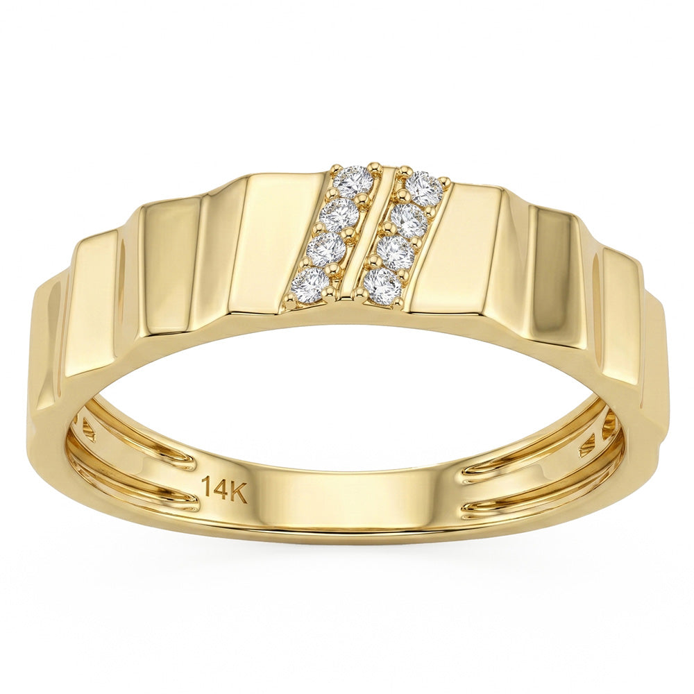 .07ct G SI 14kt Yellow Gold Diamond Modern Band Ring Size 6.5