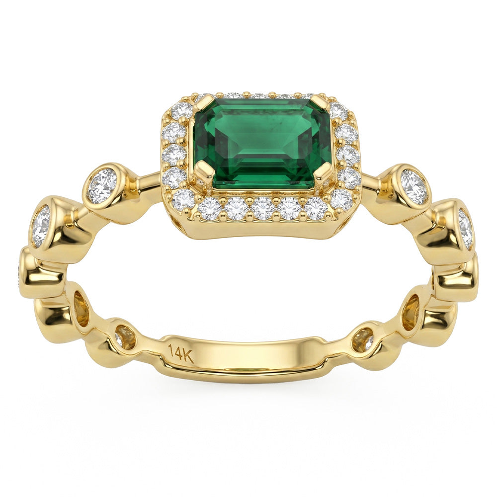 .66ct G SI 14kt Yellow Gold Diamond & Emerald Gemstone Ring Size 6.5