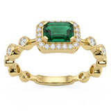 .66ct G SI 14kt Yellow Gold Diamond & Emerald Gemstone Ring Size 6.5