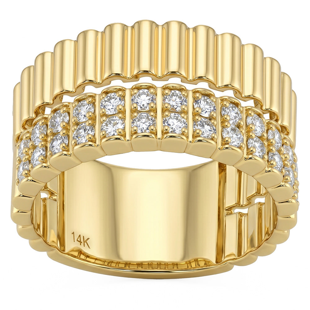 .55ct G SI 14kt Yellow Gold Diamond Modern Band Ring Size 6.5