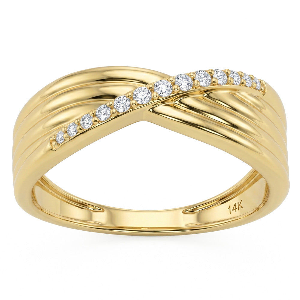 .09ct G SI 14kt Yellow Gold Diamond Modern Band Ring Size 6.5