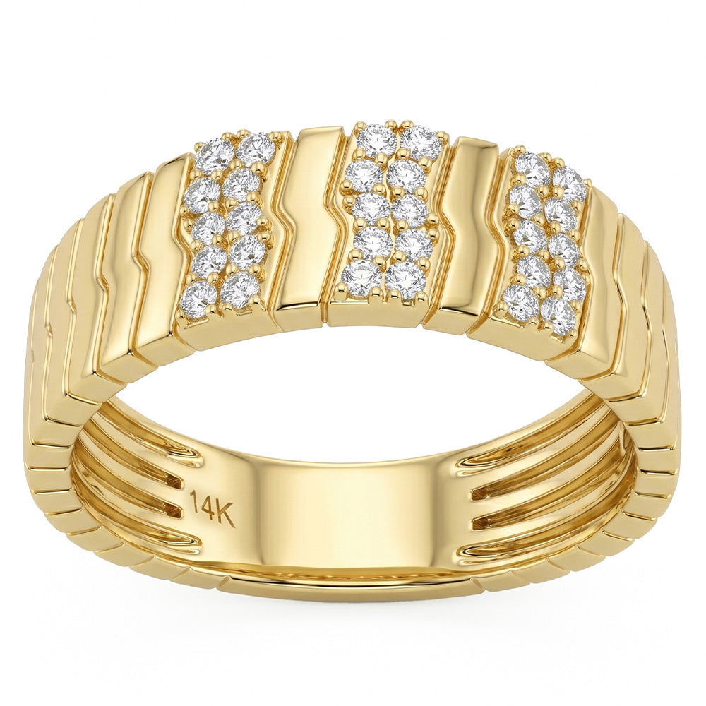 .21ct G SI 14kt Yellow Gold Diamond Modern Band Ring Size 6.5