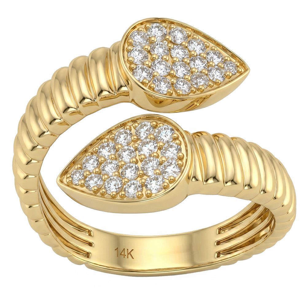 .45ct G SI 14kt Yellow Gold Diamond Pear Shape Wrap Around Ring Size 6.5