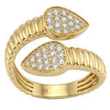 .45ct G SI 14kt Yellow Gold Diamond Pear Shape Wrap Around Ring Size 6.5