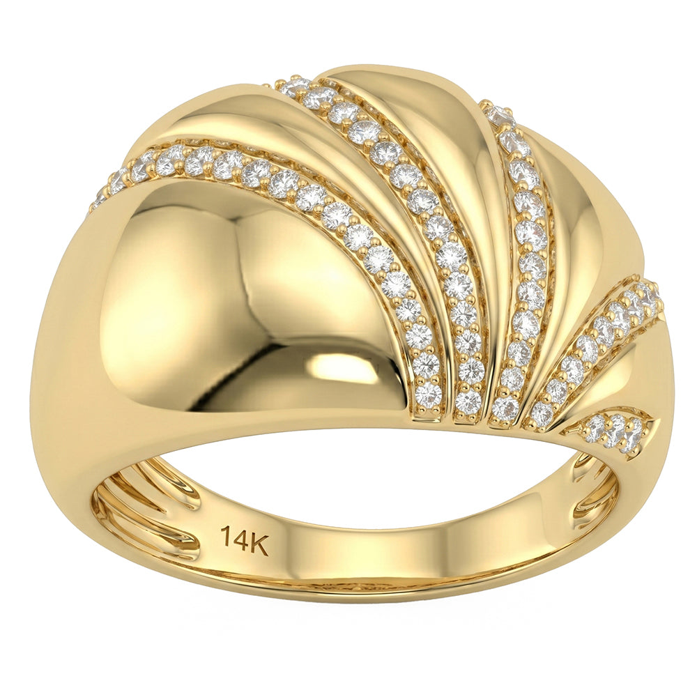 .32ct G SI 14kt Yellow Gold Diamond Modern Band Ring Size 6.5