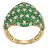 2.43ct G SI 14kt Yellow Gold Diamond & Emerald Gemstone Pave Band Ring Size 6.5